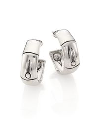 John Hardy | Metallic Bamboo Sterling Silver Medium Hoop Earrings/0.8 | Lyst