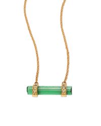 Jacquie Aiche | Metallic Diamond, Green Tourmaline & 14k Yellow Gold Bar Pendant Necklace | Lyst