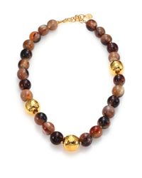 Nest | Metallic Beaded Horn Statement Necklace | Lyst