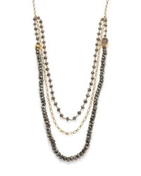 Nest | Metallic Pyrite & Druzy Triple-strand Beaded Necklace | Lyst