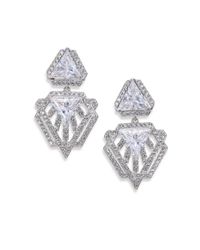 Adriana Orsini | Metallic Deco Pave Triangle Small Drop Earrings/silvertone | Lyst