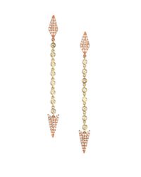 Meira T | Metallic Diamond & 14k Yellow & Rose Gold Arrow Drop Earrings | Lyst