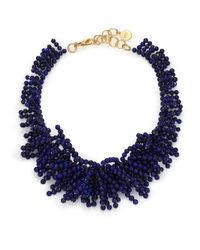 Nest | Blue Lapis Beaded Fringe Bib Necklace | Lyst