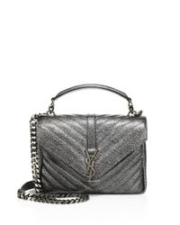 Saint Laurent | Medium College Monogram Metallic Leather Shoulder Bag | Lyst