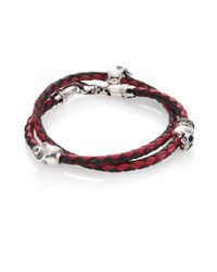 King Baby Studio | Red Double Wrap Leather & Hamlet Skull Bracelet for Men | Lyst