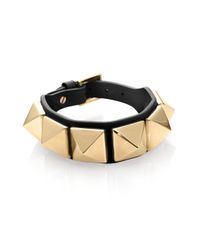Valentino | Black Rockstud Large Leather Bracelet | Lyst