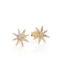 Elizabeth and James | Metallic Compass Rose Pave White Topaz Stud Earrings | Lyst
