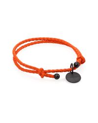 Bottega Veneta | Orange Intrecciato Leather Beaded Thin Wrap Bracelet | Lyst