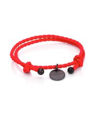 Bottega Veneta | Black Intrecciato Leather Beaded Thin Wrap Bracelet | Lyst