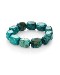Nest | Blue Teal Agate Square Beaded Stretch Bracelet | Lyst