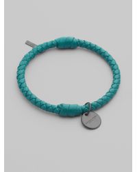 Bottega Veneta | Green Intrecciato Leather Bracelet | Lyst
