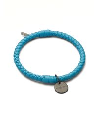 Bottega Veneta | Blue Intrecciato Leather Bracelet | Lyst