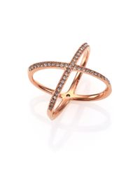 Michael Kors | Pink Brilliance Statement Pavé X Ring/rose Goldtone | Lyst