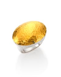 Gurhan | Metallic Curve 24k Yellow Gold & Sterling Silver Jordan Oval Dome Ring | Lyst