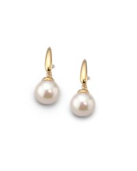 Majorica | 10mm White Pearl Drop Earrings | Lyst