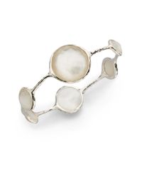 Ippolita | White Wonderland Mother-of-pearl, Clear Quartz & Sterling Silver Six-stone Doublet Bangle Bracelet | Lyst