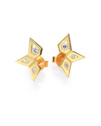 Ron Hami | Metallic Rain Diamond & 18k Yellow Gold Small Spike Ear Cuffs | Lyst