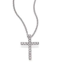 De Beers | Metallic Classic Diamond & 18k White Gold Cross Pendant Necklace | Lyst