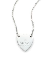 Gucci | Metallic Sterling Silver Signature Heart Pendant Necklace | Lyst