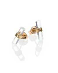 Jacquie Aiche | Metallic Aquamarine & 14k Yellow Gold Small Bar Stud Earrings | Lyst