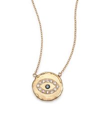 Jacquie Aiche | Metallic Blue Diamond & 14k Yellow Gold Hammered Disc Eye Necklace | Lyst