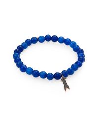 Sydney Evan | Black Diamond, Dark Blue Agate & 14k Rose Gold Arrow Beaded Stretch Bracelet | Lyst