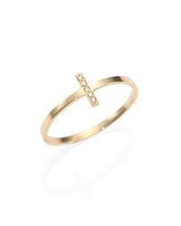 Zoe Chicco | Metallic Diamond & 14k Yellow Gold Bar Ring | Lyst