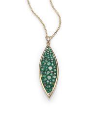 Plevé | Green Verde Tsavorite, Diamond & 18k Yellow Gold Marquis Pendant Necklace | Lyst