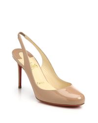 Christian Louboutin | Natural Fifi Patent Leather Slingbacks | Lyst