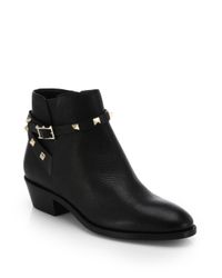 Valentino | Black Rockstud Leather Biker Boots | Lyst