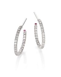 Roberto Coin | Metallic Diamond & 18k White Gold Inside-outside Hoop Earrings/0.5 | Lyst