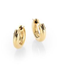 Roberto Coin | Metallic 18k Yellow Gold Huggie Hoop Earrings/0.5 | Lyst