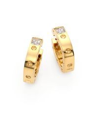 Roberto Coin | Metallic Pois Moi Diamond & 18k Yellow Gold Hoop Earrings/0.75 | Lyst