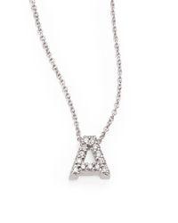 Roberto Coin | Metallic Tiny Treasures Diamond & 18k White Gold Love Letter Pendant Necklace | Lyst