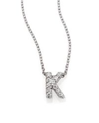 Roberto Coin | Metallic Tiny Treasures Diamond & 18k White Gold Love Letter Pendant Necklace | Lyst