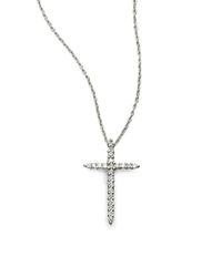 Roberto Coin | Tiny Treasures Diamond & 18k White Gold Cross Pendant Necklace | Lyst