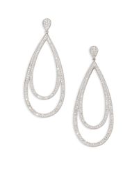 Adriana Orsini | Metallic Double Loop Sparkle Earrings | Lyst