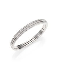 Adriana Orsini | Metallic Pave Crystal Three-row Bangle Bracelet/silvertone | Lyst