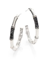 John Hardy | Metallic Bamboo Black Sapphire & Sterling Silver Lava Hoop Earrings/2 | Lyst