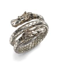 John Hardy | Metallic Naga 18k Yellow Gold & Sterling Silver Dragon Head Double Coil Bracelet | Lyst