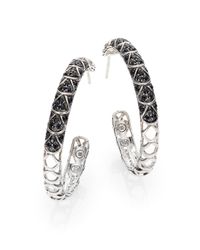 John Hardy | Metallic Naga Black Sapphire & Sterling Silver Cutout Lava Hoop Earrings/1.3 | Lyst