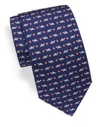 Ferragamo | Blue Corolla Tortoise & Floral Printed Silk Tie for Men | Lyst
