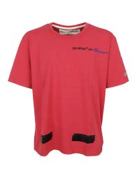 Off-White c/o Virgil Abloh - Champion Tee Red Black for Men - Lyst
