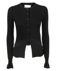 3.1 Phillip Lim - Black Ribbed Woven Combo Cardigan - Lyst