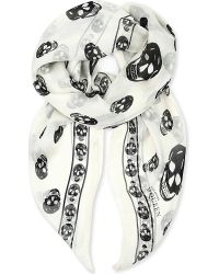 Alexander McQueen | Black Skull-print Silk-chiffon Scarf | Lyst