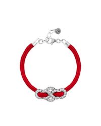 Shanghai Tang - Red Silver Crystal Eternity Knot Bracelet - Lyst