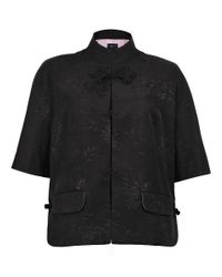 Shanghai Tang - Black Flower Jacquard Mandarin Collar Jacket - Lyst