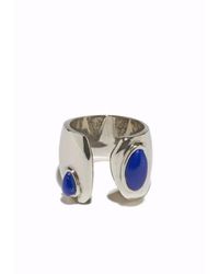 Lizzie Fortunato - Metallic Arp Ring In Silver And Lapis - Lyst