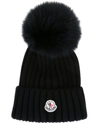 moncler pom pom hat black