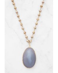 South Moon Under Gray Agate Beaded Pendant Necklace
